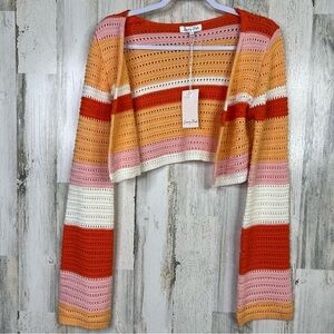 Colorblock Crop‎ Top Knit Sweater Long Sleeve Striped Cardigan by Emory Park